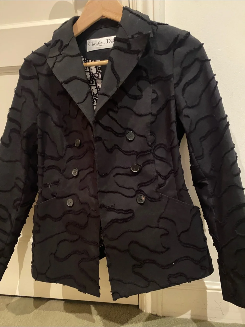 Dior Black Textured Wave Double-Breasted Jacket